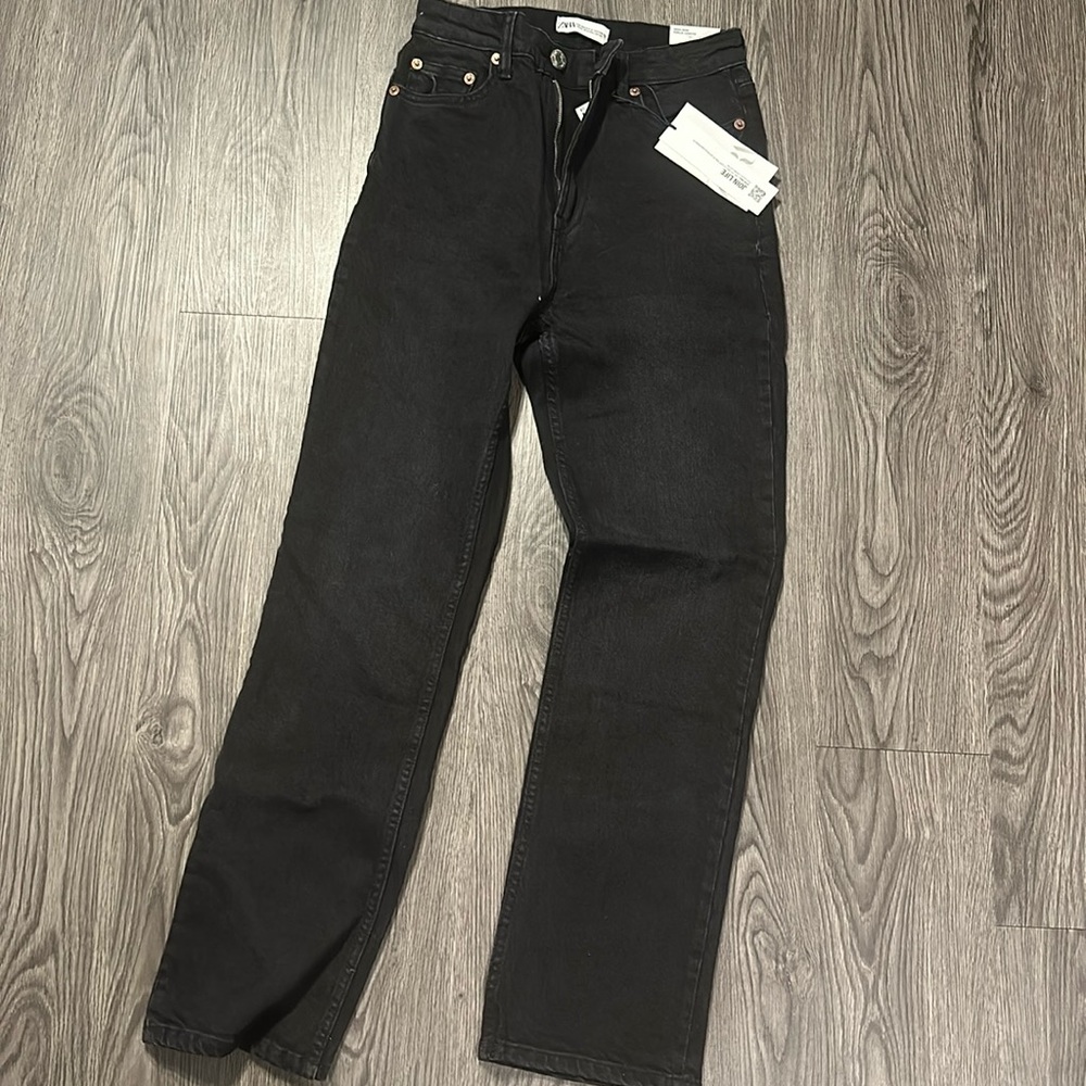 Zara Black Stove Pipe High Waist Jeans